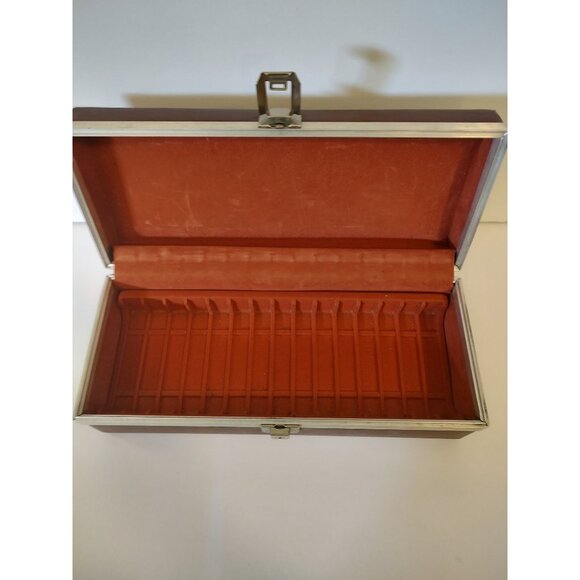 Vintage Audio Cassette Brown Metal & Leather With Handle 13" - Picture 6 of 10